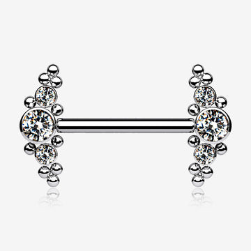 A Pair of Implant Grade Titanium Sparkle Bali Arc Internally Threaded Nipple Barbell-Clear Gem
